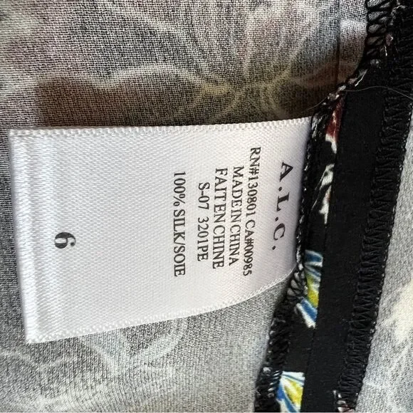 ALC Daniel’s Floral 100% Silk Wrap Belted Midi Skirt Size 6 - Picture 11 of 11